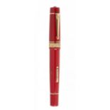 DELTA FOUNTAIN PEN "LUGDUNUM RED", 1998 EDITIONBarrel in red resin with gold-plated details and