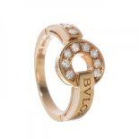 BVLGARI ring in 18 kts. rose gold and diamonds weighing ca. 0.28 cts.Measurements: 17.5 mm (inner