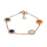 Bvlgari bracelet in 18kt rose gold with carnelian, lapis lazuli, malachite and mother-of-pearl.