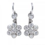 Pair of earrings made in the first third of the 20th century. around 1910, in 18 kt white gold, with