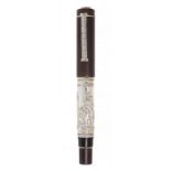 LABAN "DON QUIXOTE" FOUNTAIN PEN.Wooden barrel and silver body.Limited edition.Two-tone 18 kts