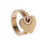 Bvlgari ring in 18kt yellow gold, fronted with a mobile diamond heart.Dimensions: 13.5 mm (inner