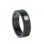BVLGARI ring in black ceramic and brilliant cut diamond with ca. 0.05 cts.Measurements: 15.6 mm (