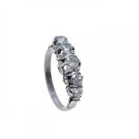 Cinquillo ring made in the first third of the 20th century. around 1910, in platinum with a