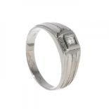 Ring in 18kt white gold and diamond. Model seal for men, with a central diamond weighing ca. 0.020