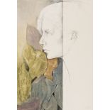 MONTSERRAT GUDIOL COROMINA (Barcelona, 1933 - 2015)."Profile portrait, 1990.Pencil and watercolour