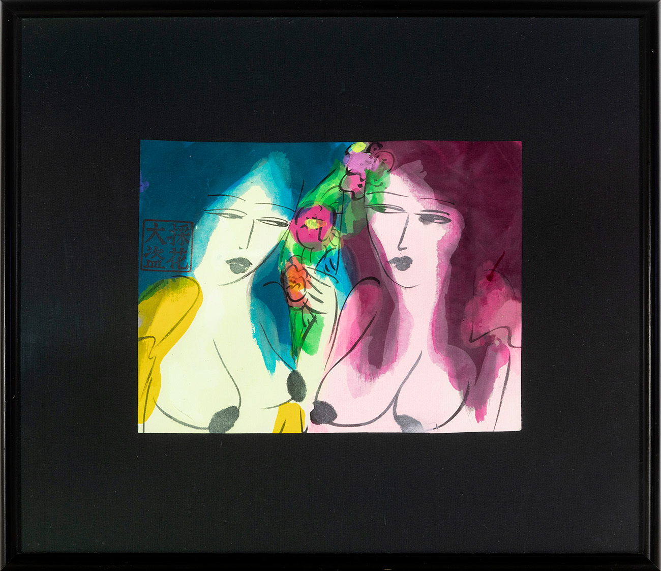 WALASSE TING (Shanghai, China, 1929 - New York, USA, 2010)."Deux amies II". 1980's.Watercolour on - Image 3 of 3