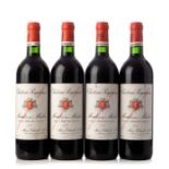 Four bottles of Château Poujeaux 1997,Moulis-en-Médoc, France.Category: Red wine.75 cl.Level: B-C.