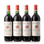 Four bottles of Château Poujeaux 1997, Moulis-en-Médoc, France.Category: Red wine.75 cl.Level: B-C.