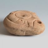Frog-frog lamp type Lucerne of Roman culture. Egypt, 3rd-4th century AD.Terracotta.Provenance: