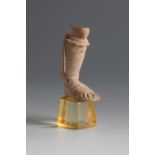 Right foot of a sculpture of Artemis. Smyrna, 3rd century BC.Terracotta.Provenance: Smyrna, 1895-