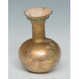 Globular bottle; Rome, 1st-2nd century AD.Blown glass with iridescence.It is in a good state of