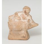 Eros on a boar; Greece, 2nd-3rd century BC.Terracotta.Damaged and restored.Measurements: 11 x 10 x 5