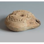 Lucerna type frog-frog lamp. Rome, 4th century.Terracotta.Provenance: Private collection, Bordeaux.