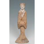 Court lady; China, Han dynasty 206-220 AD.Polychrome terracotta.Attached thermoluminescence issued