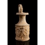 Votive vessel. Greece, Hellenistic period, 3rd century BC.Terracotta.Size: 28.5 x 11.5 cm.Terracotta