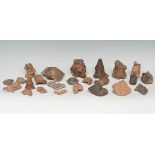 Set of 24 pre-Columbian fragments; AD 500-1000.Terracotta.Size: 14 x 10 x 6 cm (larger); 5 x 2 x 1