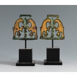 Pair of horse bits in the form of facing eagles, Ostrogothic work, 7th century AD.Bronze and