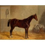 ALFRED FRANK DE PRADES (France, 1825-England, 1895)."Horse in the Stable, 1871.Oil on cardboard.