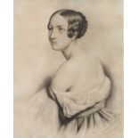 French school, pps. 19th century."Lady".Charcoal on paper.Signed (illegible) in the lower right