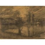 ELISEO MEIFRÈN ROIG (Barcelona, 1857 - 1940)."Landscape.Charcoal on paper.Signed in the lower
