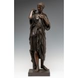 Following models of PRAXITELES. 19th century France."Artemis of Gabios".Patinated copper.Size: 81