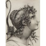 French school, pps. 19th century."Artemis".Charcoal on paper.Signed "Cucurou H." lower left corner.