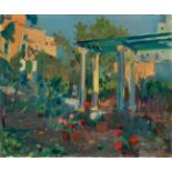 JOAQUÍM MIR TRINXET (Barcelona, 1873 - 1940)."Painter's Garden, Vilanova.Oil on canvas.Signed in the