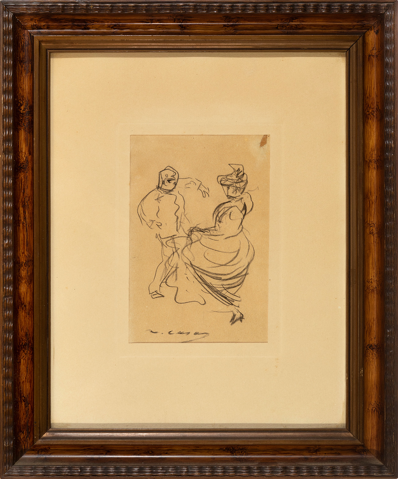 RAMON CASAS CARBÓ (Barcelona, 1866 - 1932)."Couple dancing".Charcoal drawing on paper.Signed at - Image 2 of 4