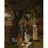 Dutch school, second third of the 19th century."Village scene".1861.Oil on canvas.Signed and