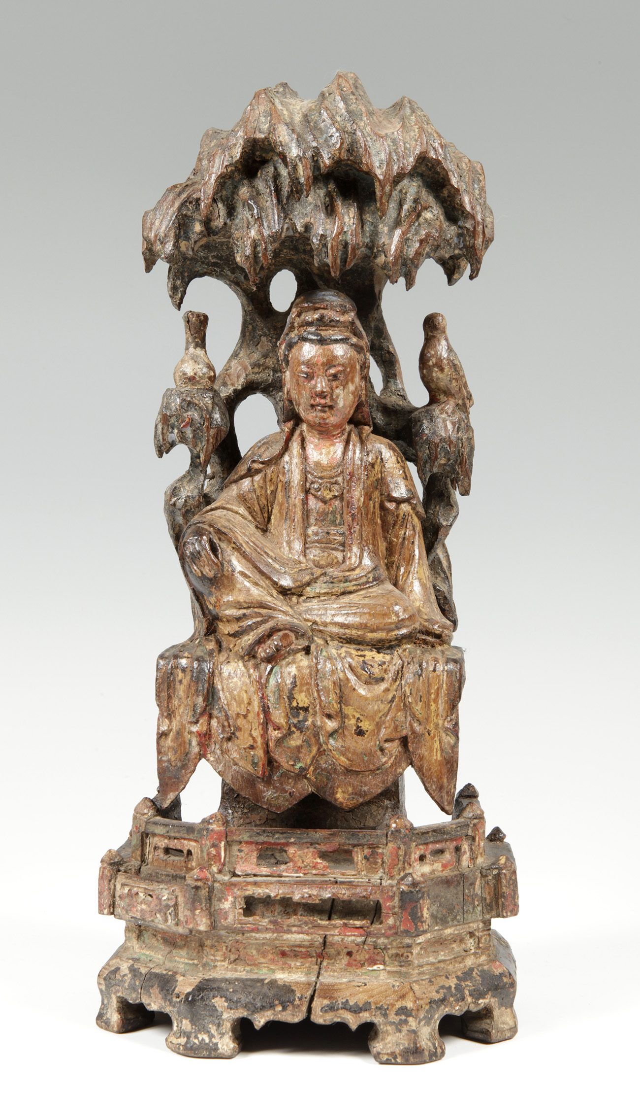 Guanyin figure; China, late Ming - early Qing dynasty, 17th-18th century.Carved and painted wood.