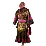 Hmong women's costume; Huanping, China.Silk and cotton.Measurements: 74 cm skirt length; 80 cm