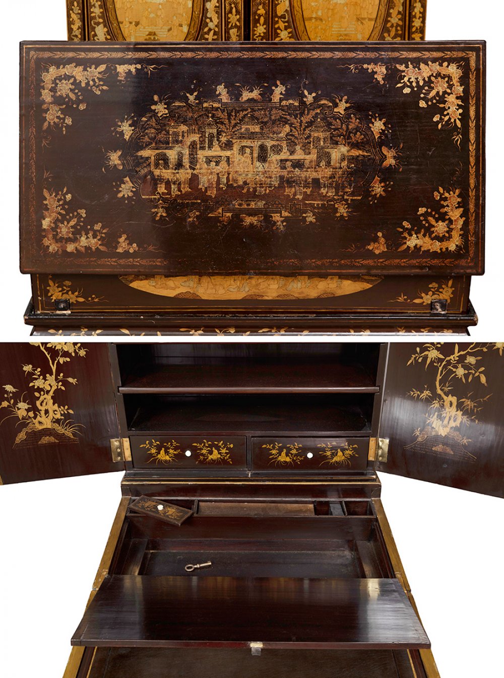 Bureau de Dame. China, Canton, ca.1830.In lacquered and gilt wood.Bone handles.Measurements: 180 x - Image 7 of 7