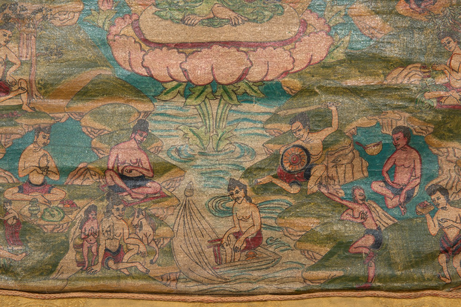 Thangka. Tibet, late 19th century.Painting on silk.Size: 100 x 71 cm.Tibetan thangkas are Buddhist - Image 2 of 4