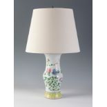 Vase adapted as a lamp. China, 20th century.Enamelled porcelain.Signed on the base.Measurements: