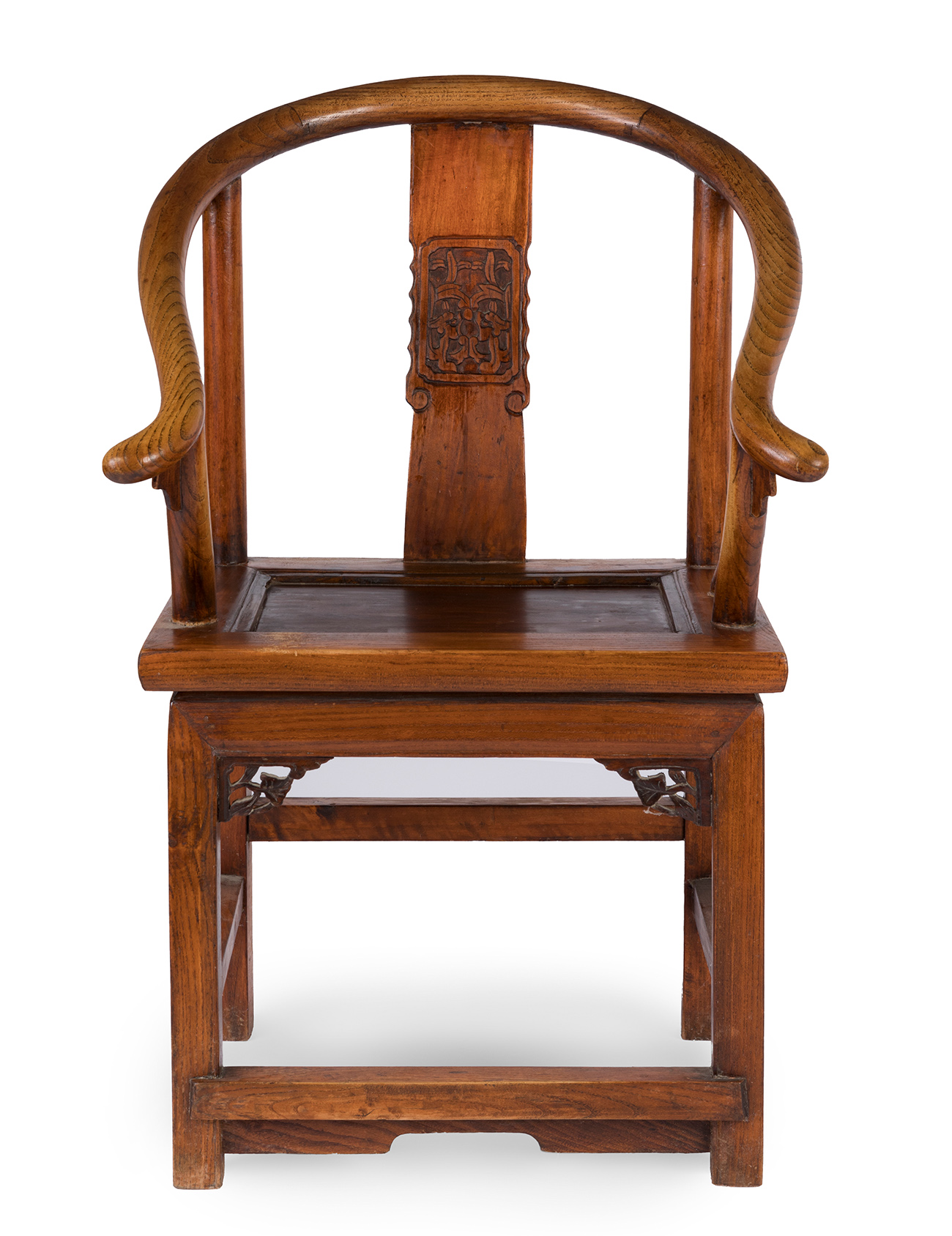 Horseshoe chair. China, 19th century.Jumu (southern elm) wood.With an export stamp on the back of - Image 4 of 7