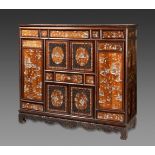 Important Chinese cabinet; Qing Dynasty, circa 1720-30.Rosewood with mother-of-pearl inlay.
