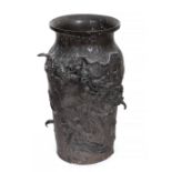 Vase. Japan, second half of the 19th century.In high quality bronze.With original stamp on the