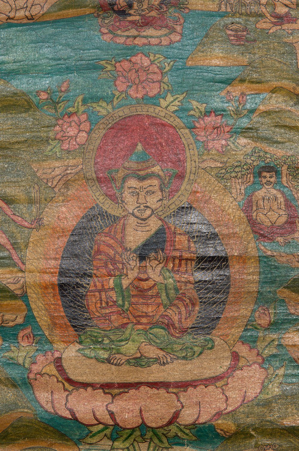 Thangka. Tibet, late 19th century.Painting on silk.Size: 100 x 71 cm.Tibetan thangkas are Buddhist - Image 3 of 4