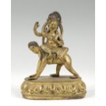 Palden Lhamo. Buthan; 18th centuryGilt bronzeMark on the baseMeasurements 17 h. x 14 x 8 cmTantric