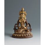 19th century Buddha figure.Gilded bronze.Measures: 14,5 x 10,5 x 9 cm.Round sculpture in bronze,