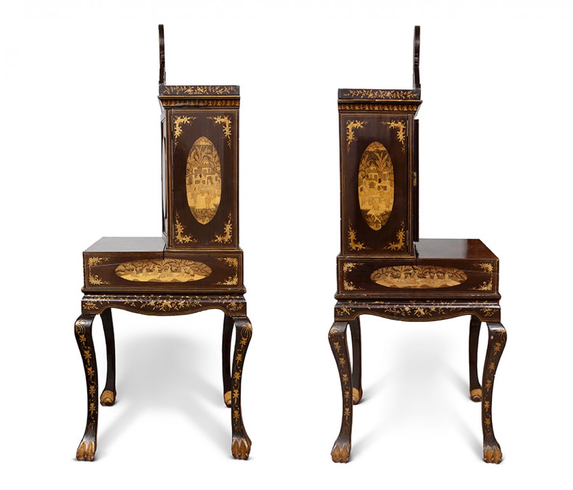 Bureau de Dame. China, Canton, ca.1830.In lacquered and gilt wood.Bone handles.Measurements: 180 x - Image 5 of 7