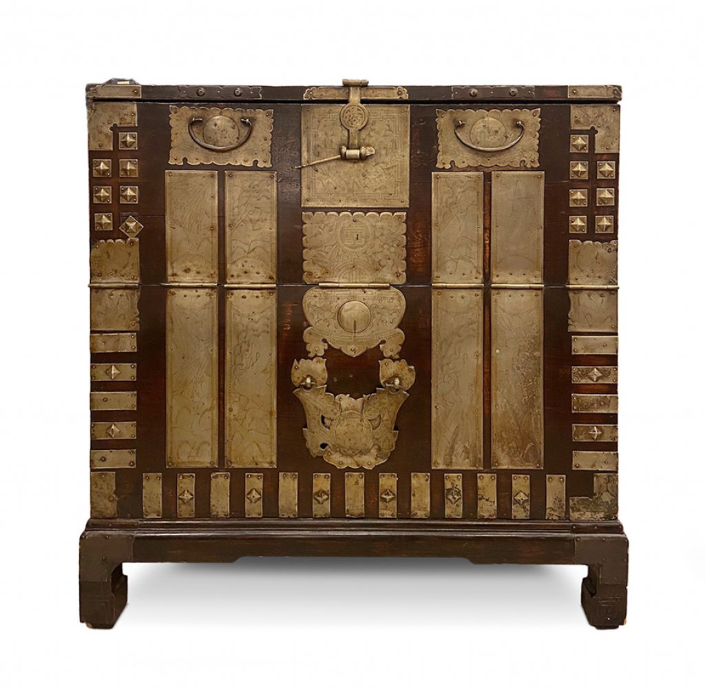 Bandaji furniture. North Korea, Choson period, 19th century.Solid black wood and exquisite metal