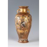 Satsuma vase. Japan, Meiji period (1864-1911).Glazed and gilded ceramic.Signed on the back of the