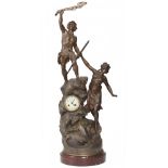 French school 19th century."Sauvetage.Calamine clock with marble base.No key. In need of