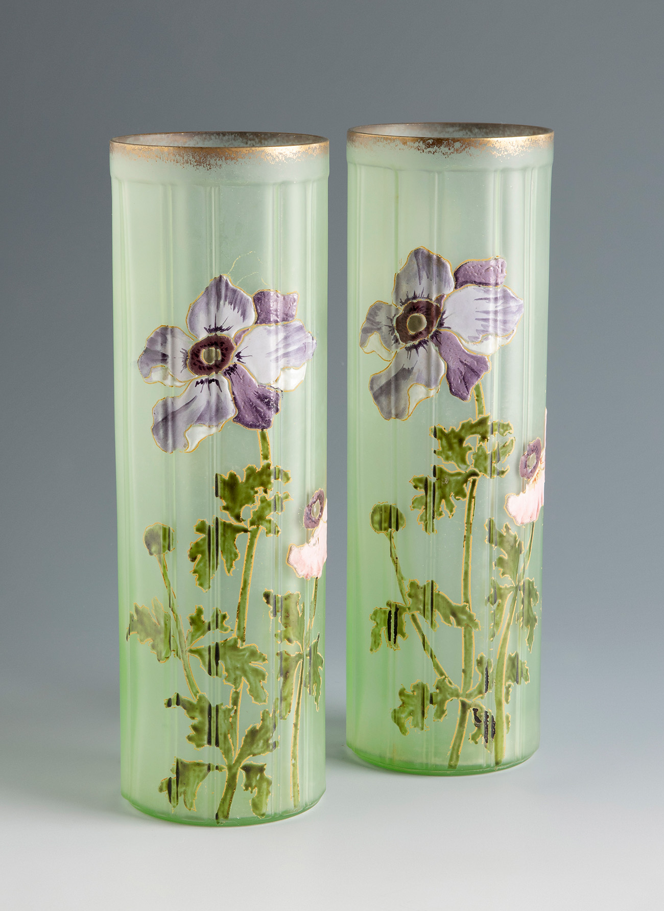 Pair of Art Nouveau vases LEGRAS & CIE. Montjoie, Saint Denis Glassworks. France, ca. 1905.Glass and