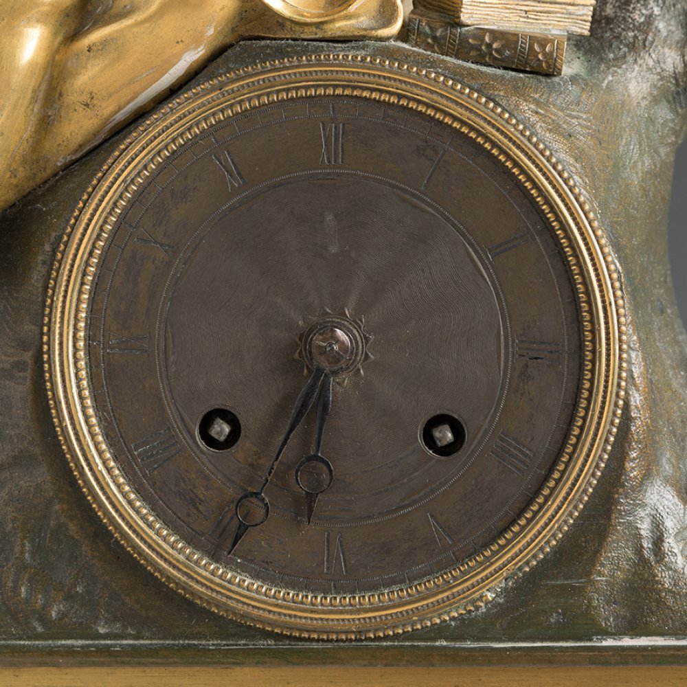 Louis Philippe period table clock. France, ca. 1840.Gilt and patinated bronze.Honoré Pons movement. - Image 3 of 4