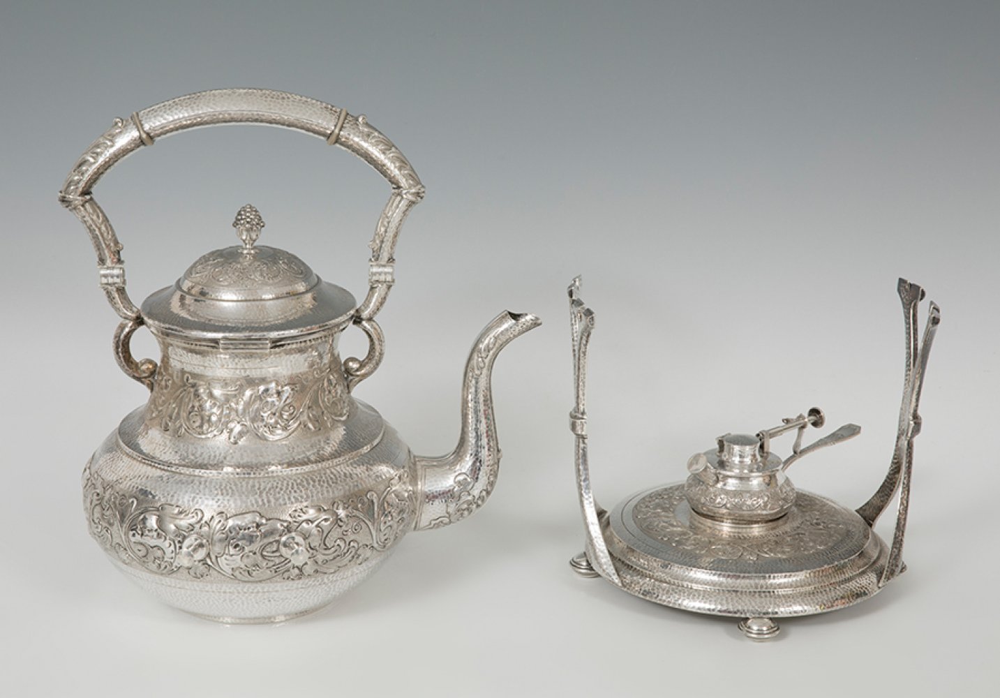 Coffe, tea and samovar set, 20th century.In silver. With punches J.G. GIROD. and sterling silver - Image 5 of 7