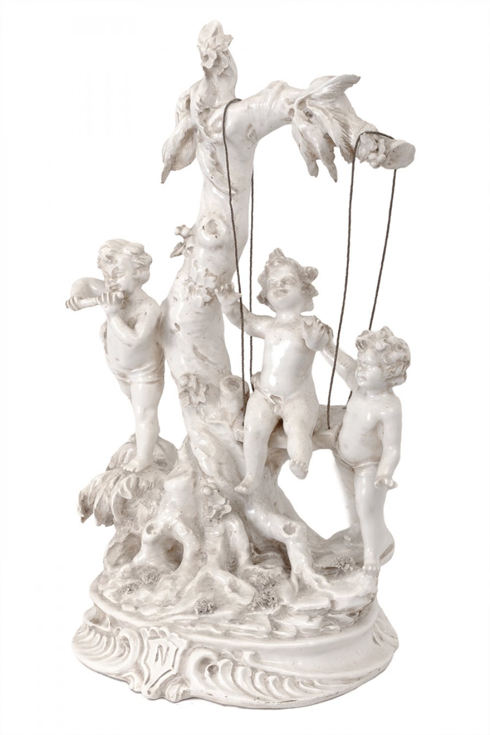 French School of the late 19th century."The Swing.Porcelain sculpture.With inscription "N".Size: