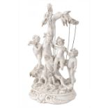 French School of the late 19th century."The Swing.Porcelain sculpture.With inscription "N".Size: